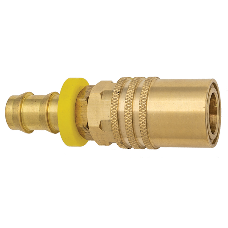 CPC206-BP 1/4" NON-VALVED BRASS INJECTION MOLD COUPLER WITH 3/8" PUSH-ON HOSE BARB