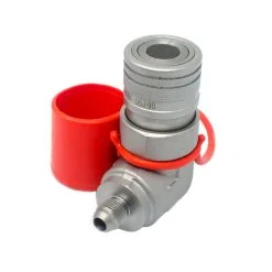 90 Degree Female Flat Face Hydraulic Quick Connect Coupler, 3/8″ JIC Male Thread