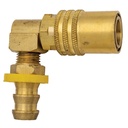 CPC316-BP 3/8" NON-VALVED BRASS INJECTION MOLD COUPLER WITH 3/8" 90° PUSH-ON HOSE BARB