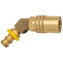 CPC326-BP 3/8" NON-VALVED BRASS INJECTION MOLD COUPLER WITH 3/8" 45° PUSH-ON HOSE BARB